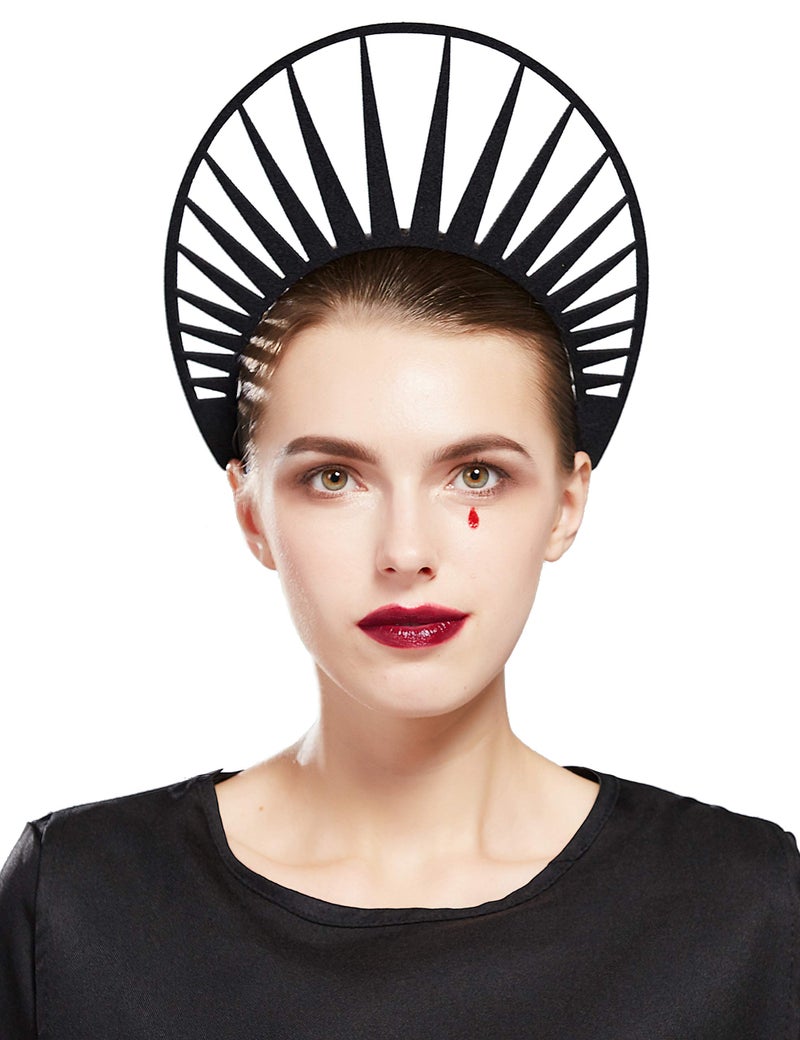 Fantherin Mary Halo Crown Headband Goddess Halo Crown Costume Headpiece Headdress for Cosplay Party (Black) - Image 1